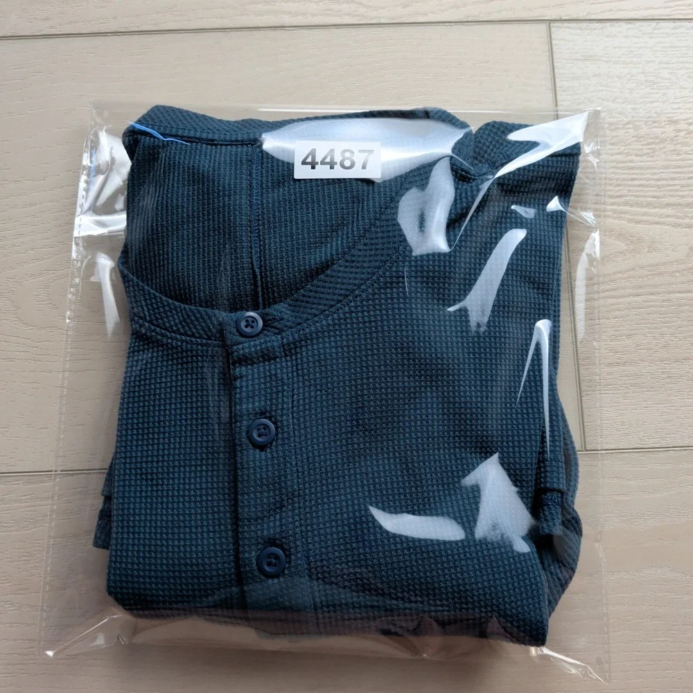 Lululemon Henley Long Sleeve Shirt Mens Large Blue Waffle Knit‎
